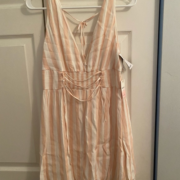 Pink and white vertical striped dress. - Picture 1 of 6